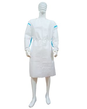 Áo choàng vải không dệt trắng seam xanh