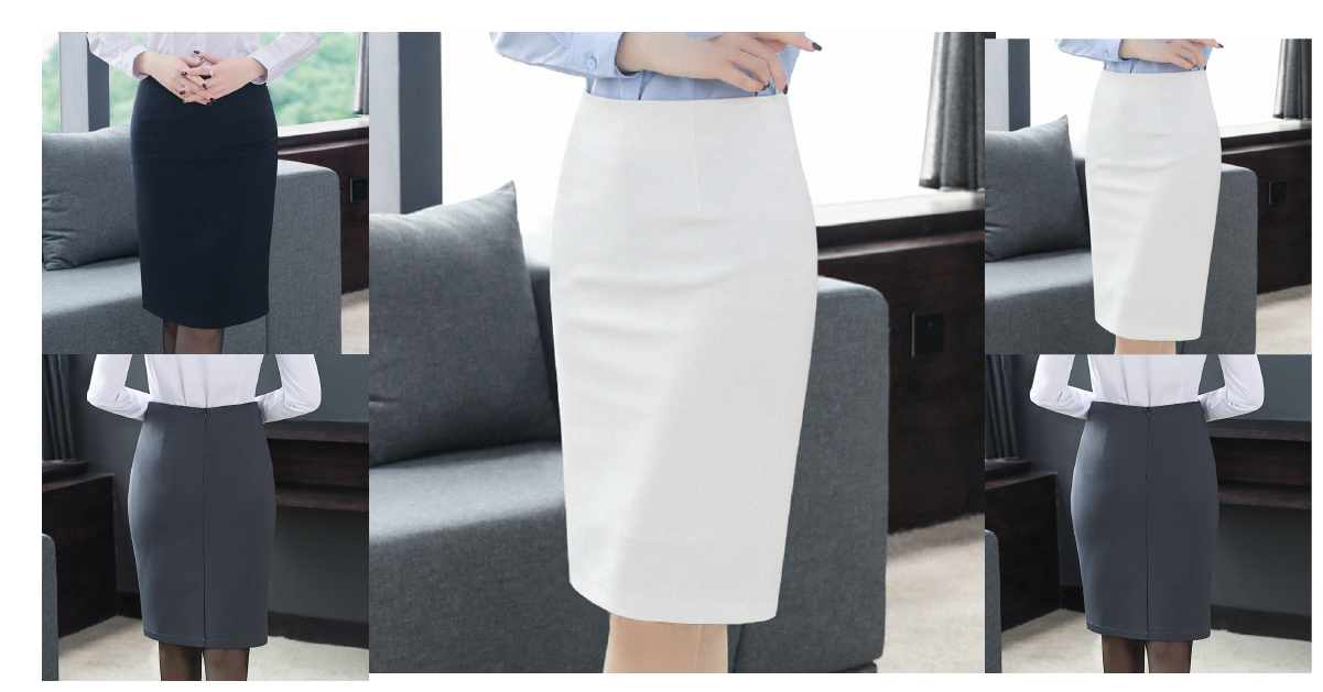 Chân Váy Đồng Phục Công Sở Dài Đến Gối UNF011 Màu Đen