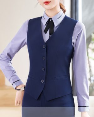 Đồng Phục Áo Gile Nữ Chuyên Nghiệp Và Trang Trọng UNF066 Xanh