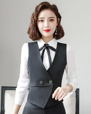 Đồng Phục Áo Gile Nữ Chuyên Nghiệp Và Trang Trọng UNF073 Đen