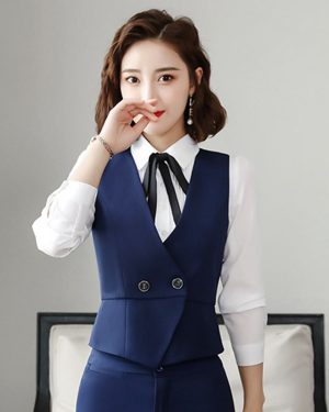 Đồng Phục Áo Gile Nữ Chuyên Nghiệp Và Trang Trọng UNF073 Xanh