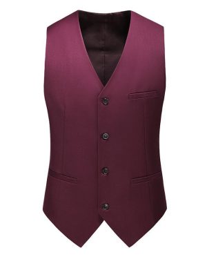 Đồng Phục Áo Gile Nam Tiếp Viên Hàng Không, Công Sở, Lễ Tân, Khách Sạn UNF170 Đỏ Rượu