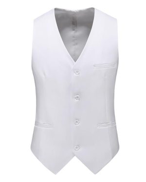 Đồng Phục Áo Gile Nam Tiếp Viên Hàng Không, Công Sở, Lễ Tân, Khách Sạn UNF170 Trắng