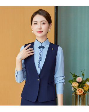 Đồng Phục Áo Gile Nữ Tiếp Viên Hàng Không, Công Sở, Lễ Tân, Khách Sạn UNF083 Xanh