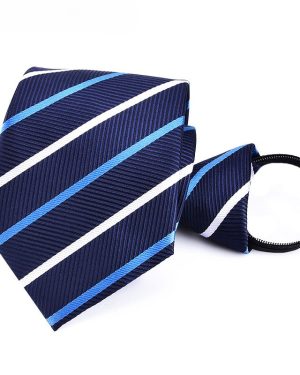 Đồng Phục Cà Vạt Có Khóa Kéo (Không Cần Thắt Nút) Sọc Xanh Trắng Trang Trọng, Chuyên Nghiệp Và Năng Động Y8669