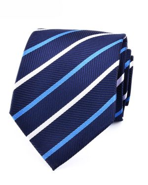 Đồng Phục Cà Vạt Thắt Nút Sọc Trắng Xanh Trang Trọng, Chuyên Nghiệp Và Năng Động A8019