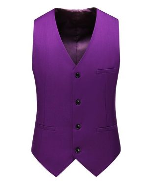 Đồng Phục Áo Gile Nam Tiếp Viên Hàng Không, Công Sở, Lễ Tân, Khách Sạn UNF170 Tím