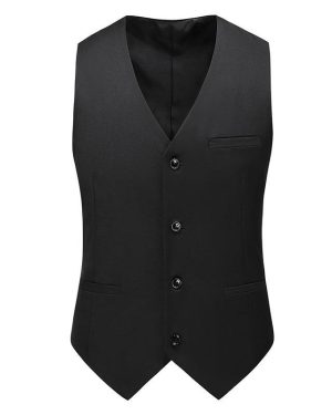 Đồng Phục Áo Gile Nam Tiếp Viên Hàng Không, Công Sở, Lễ Tân, Khách Sạn UNF170 Đen