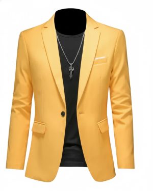 Đồng Phục Áo Vest Nam 1 Nút Tà 2 Bên, Công Sở, Sự Kiện, Dự Tiệc Chuyên Nghiệp Sang Trọng UNF173 Vàng