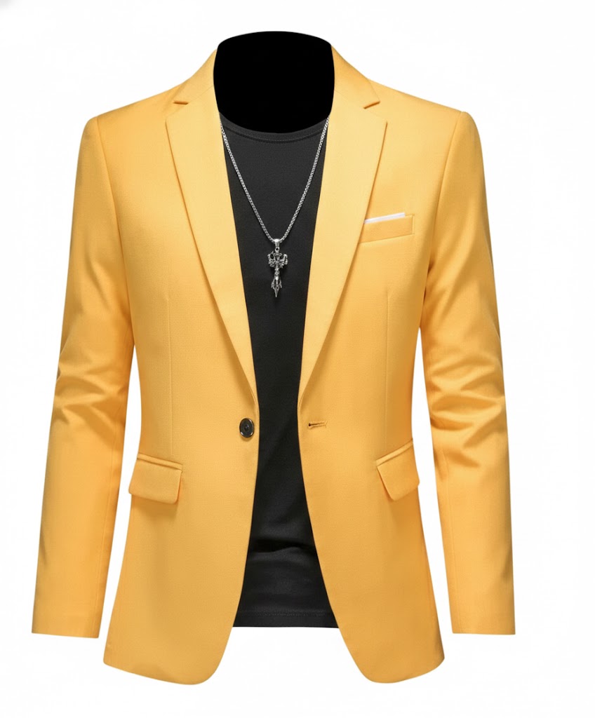 Đồng Phục Áo Vest Nam 1 Nút Tà 2 Bên, Công Sở, Sự Kiện, Dự Tiệc Chuyên Nghiệp Sang Trọng UNF173 Vàng