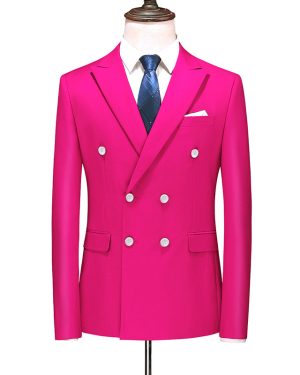 Đồng Phục Áo Vest Nam 6 Nút Tà Sau, Công Sở, Sự Kiện, Dự Tiệc Chuyên Nghiệp Sang Trọng UNF174 Hồng Đậm