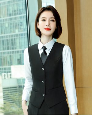 Đồng Phục Áo Gile Công Sở, Văn Phòng, Lễ Tân Nhà Hàng, Khách Sạn Chuyên Nghiệp Và Trang Trọng UNF168 Nữ Màu Đen