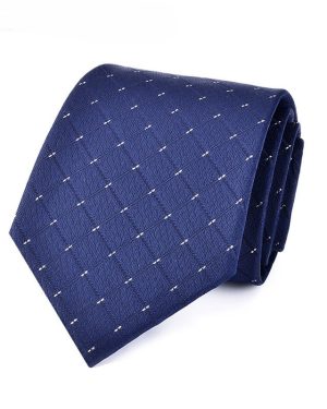 Đồng Phục Cà Vạt Thắt Nút Xanh Caro Chấm Trắng Trang Trọng, Chuyên Nghiệp Và Năng Động A8040