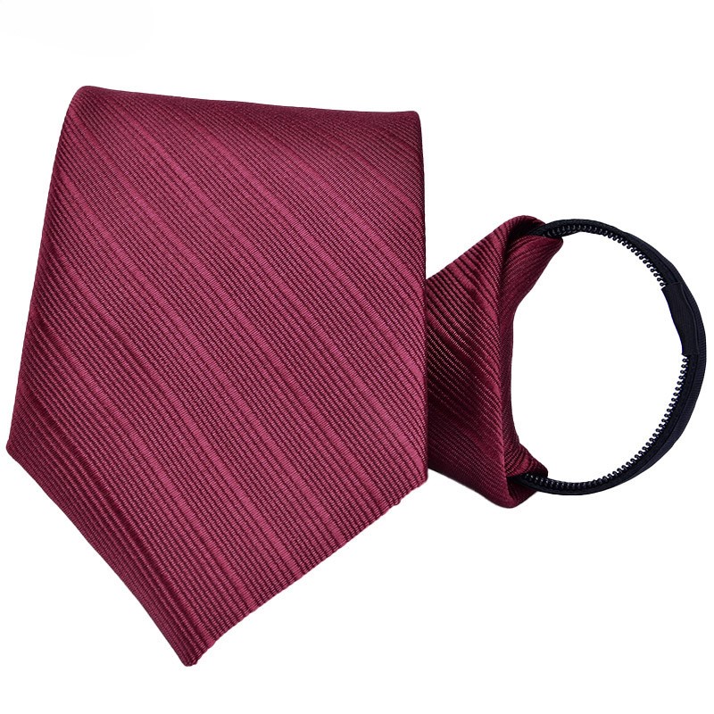 Đồng Phục Cà Vạt Có Khóa Kéo (Không Cần Thắt Nút) Sọc Đỏ Rượu Trang Trọng, Chuyên Nghiệp Và Năng Động Y8702