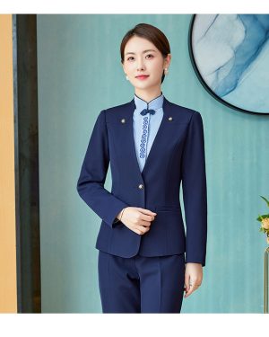 Đồng Phục Áo Vest Nữ Tiếp Viên Hàng Không, Công Sở, Lễ Tân, Khách Sạn UNF081 Xanh