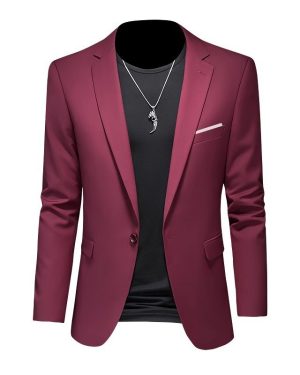 Đồng Phục Áo Vest Nam 1 Nút Tà 2 Bên, Công Sở, Sự Kiện, Dự Tiệc Chuyên Nghiệp Sang Trọng UNF173 Đỏ Rượu