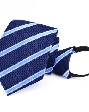 Đồng Phục Cà Vạt Có Khóa Kéo (Không Cần Thắt Nút) Xanh Sọc Trắng Trang Trọng, Chuyên Nghiệp Và Năng Động Y8651