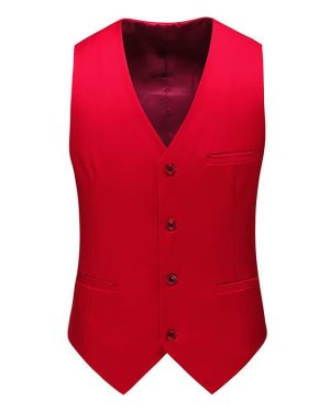 Đồng Phục Áo Gile Nam Tiếp Viên Hàng Không, Công Sở, Lễ Tân, Khách Sạn UNF170 Đỏ