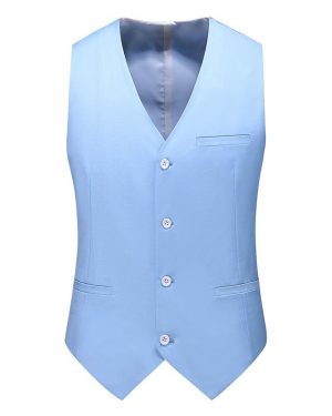 Đồng Phục Áo Gile Nam Tiếp Viên Hàng Không, Công Sở, Lễ Tân, Khách Sạn UNF170 Xanh Da Trời