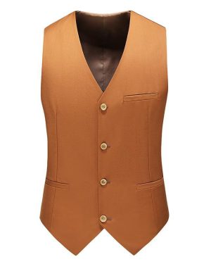 Đồng Phục Áo Gile Nam Tiếp Viên Hàng Không, Công Sở, Lễ Tân, Khách Sạn UNF170 Nâu Cam