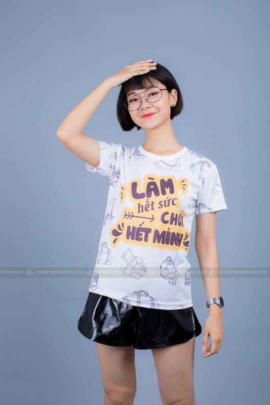 Áo team building doanh nghiệp “Làm hết sức chơi hết mình”