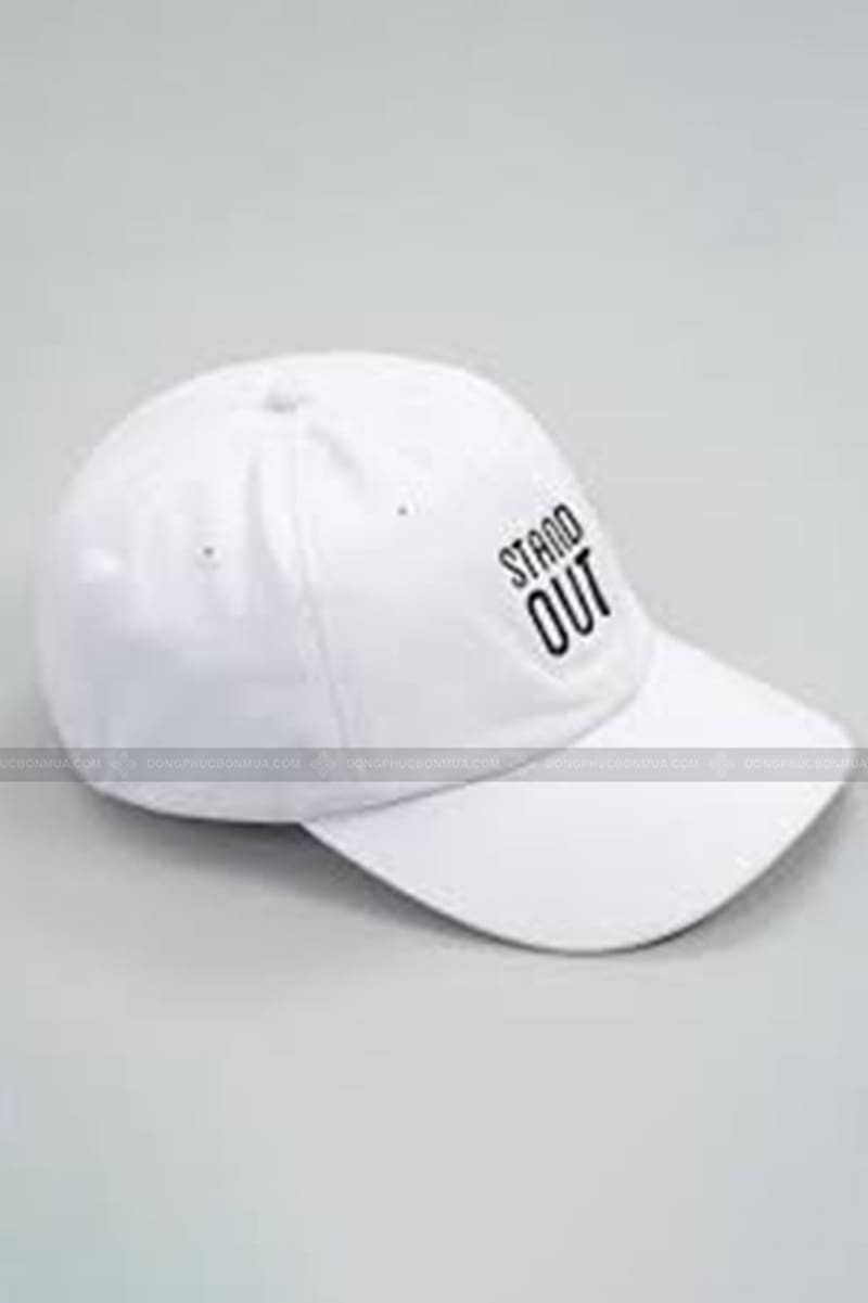 Mũ lưỡi trai đồng phục màu trắng in logo