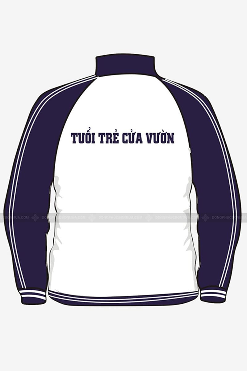 Áo khoác gió đồng phục màu trắng phối xanh