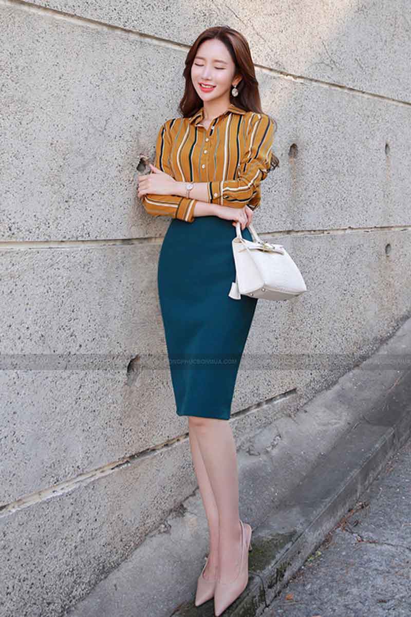 Đồng phục công sở chân vay Zuyp xanh ngọc