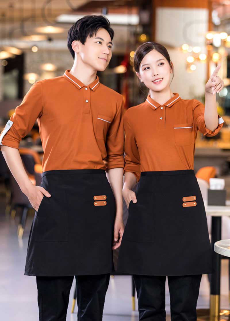 Đồng phục nhà hàng nhân viên màu nâu cam