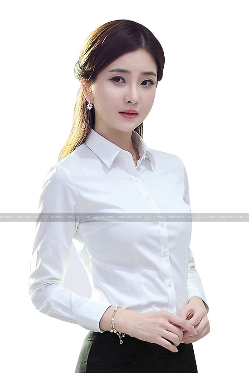 Sơ mi nữ 07 – Cổ bẻ, thanh dài, kín đáo [ HOT TREND]