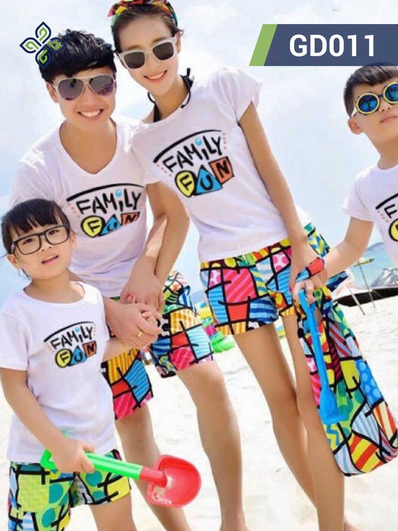 Đồng phục áo gia đình in chữ Family Fun vui vẻ