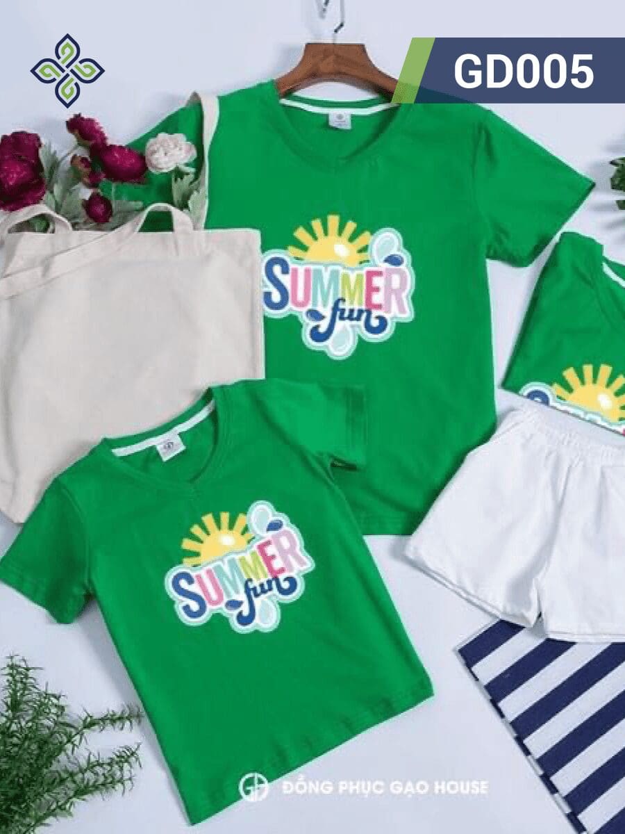 Đồng phục áo phông gia đình in chữ Summer Fun