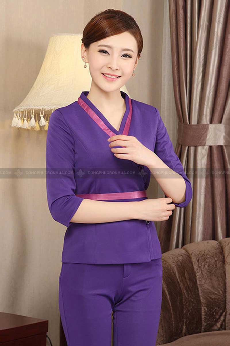 Mẫu đồng phục spa màu tím