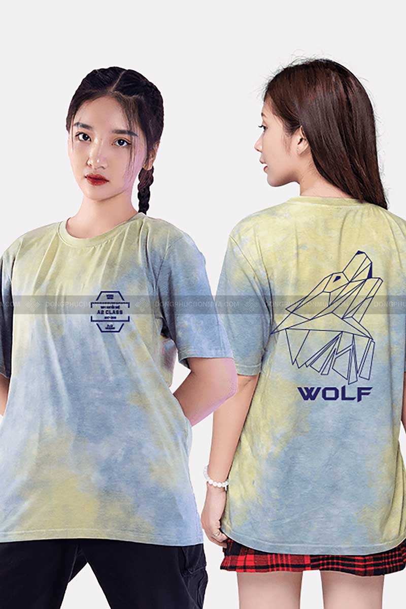 Đồng phục áo lớp tie dye loang màu cam xanh