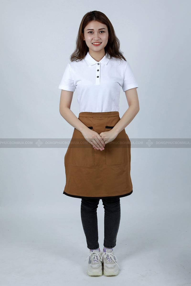 Tạp dề nửa người màu nâu túi vuông