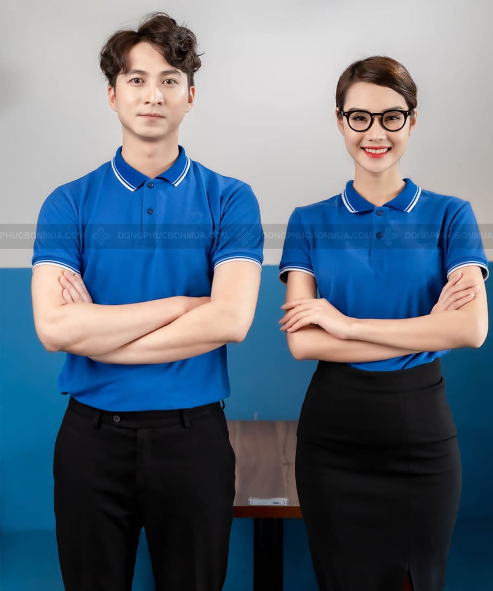 Áo thun đồng phục công ty màu xanh dương
