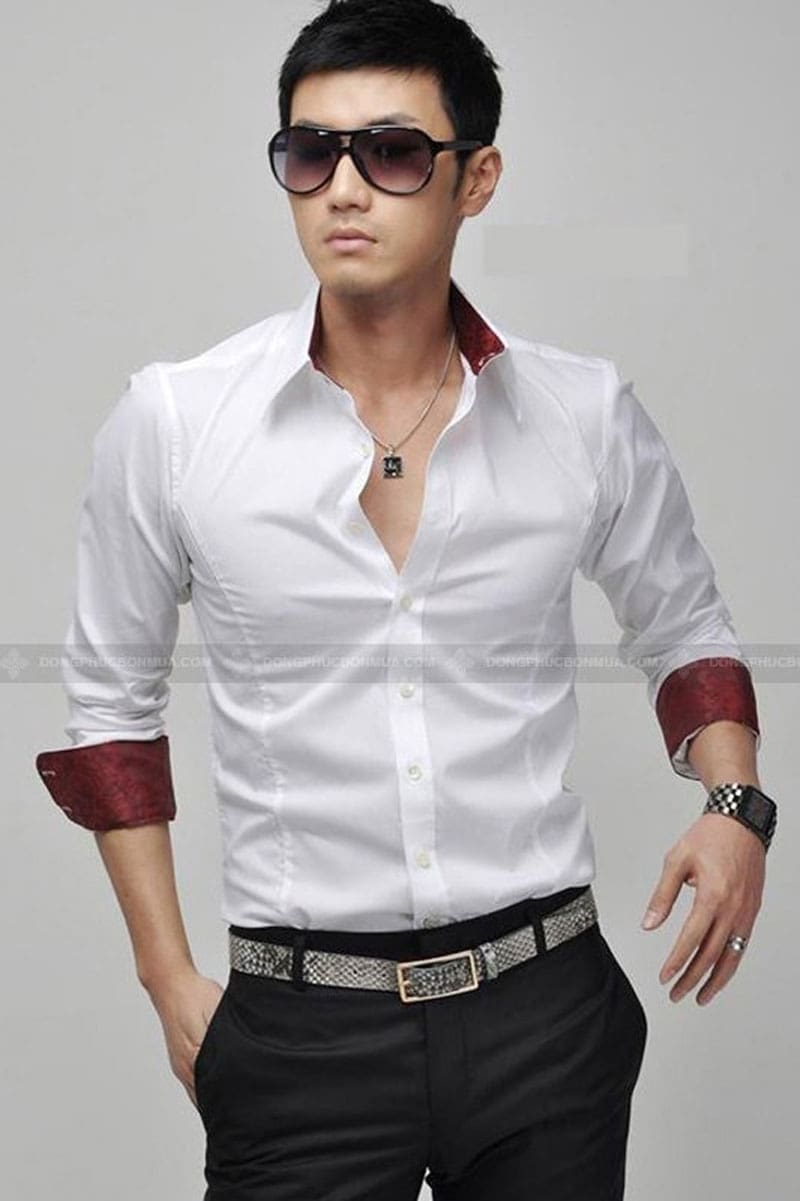 Mẫu áo sơ mi nam đồng phục công ty màu trắng