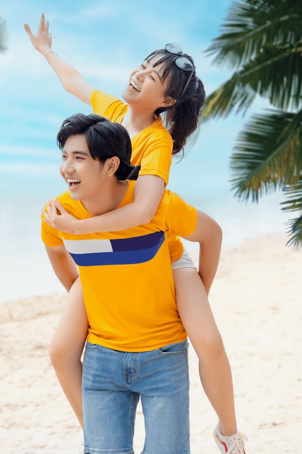 Áo thun teambuilding Active Summer phối màu vàng