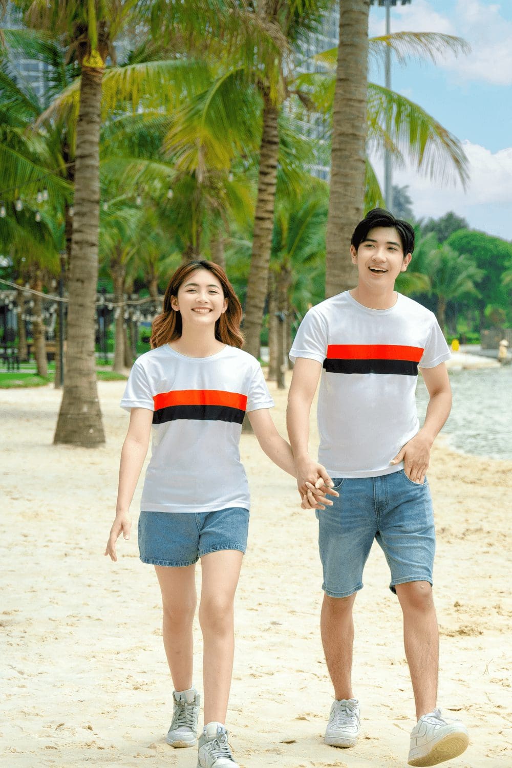 Áo đồng phục teambuilding Active Summer trắng phối màu đen đỏ