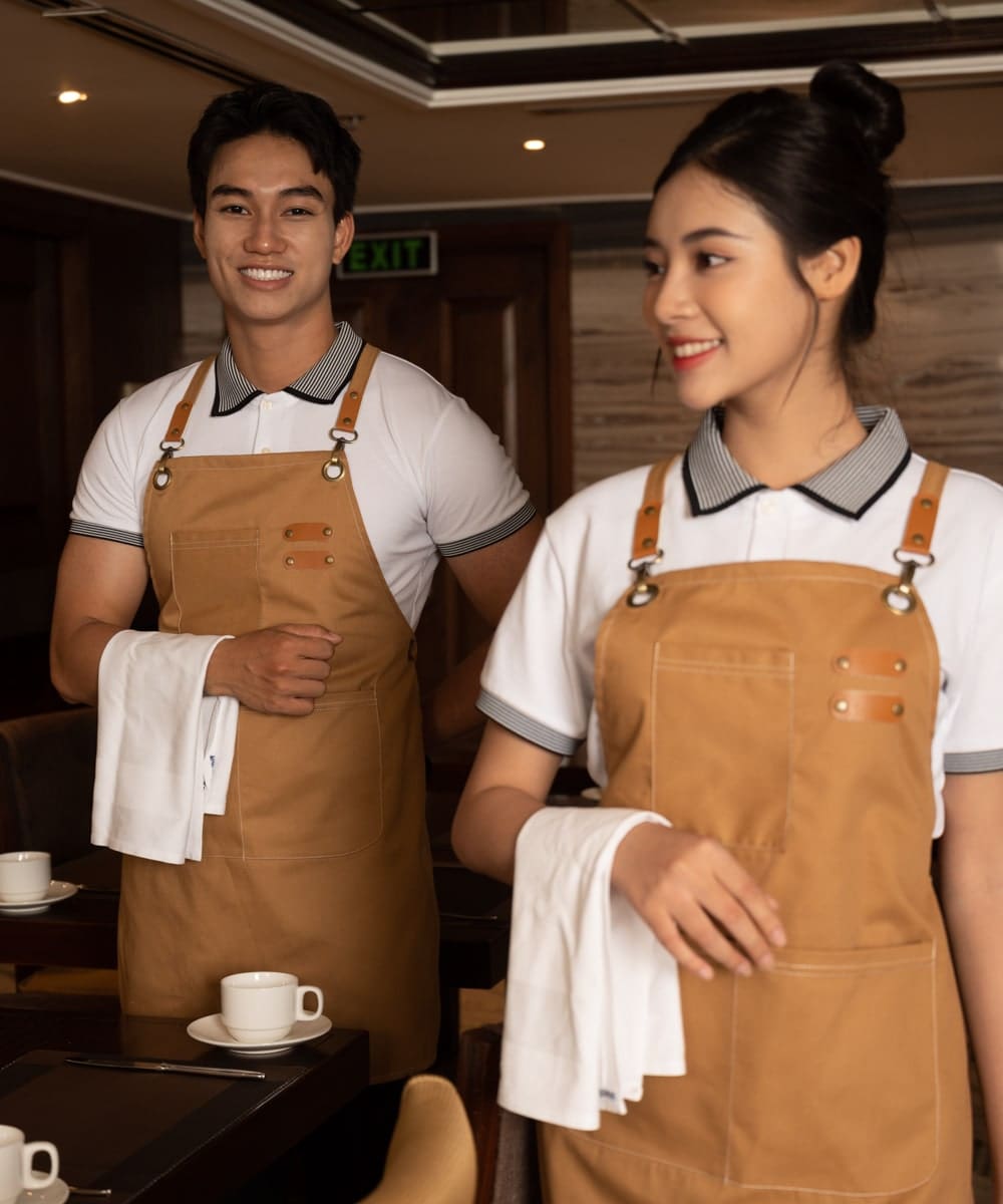 Tạp dề đồng phục thời trang màu nâu