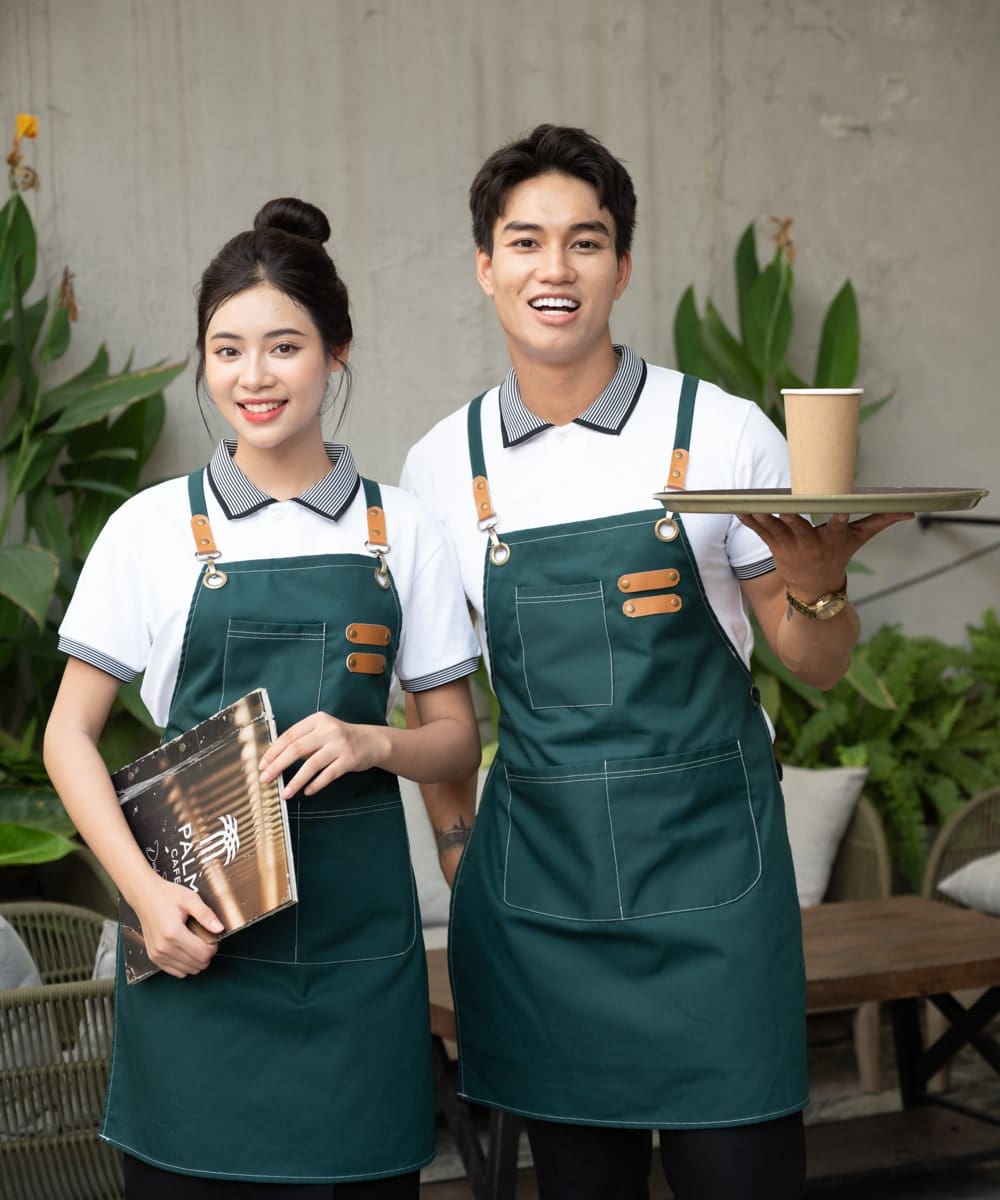 Tạp dề đồng phục thời trang màu xanh