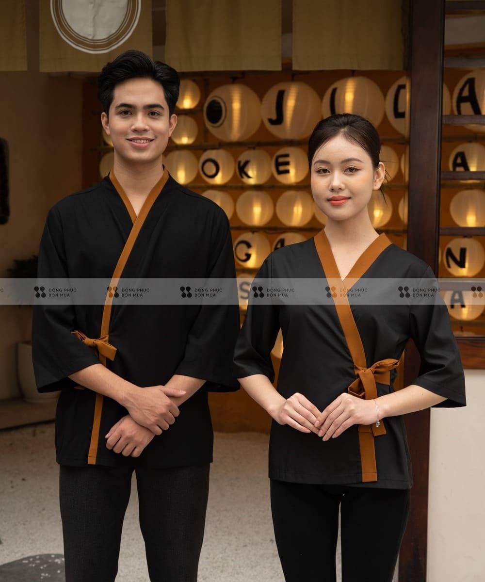 Mẫu đồng phục nhà hàng Nhật màu đen sang trọng
