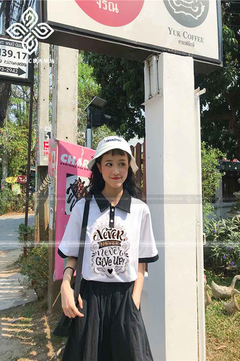 Áo đồng phục lớp oversize in Never give up