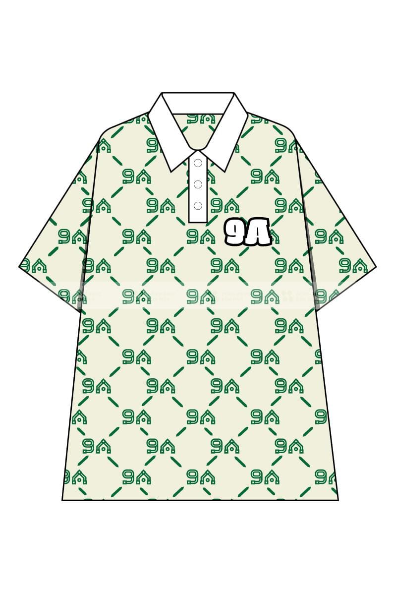Áo lớp thun có cổ oversize monogram xanh lá