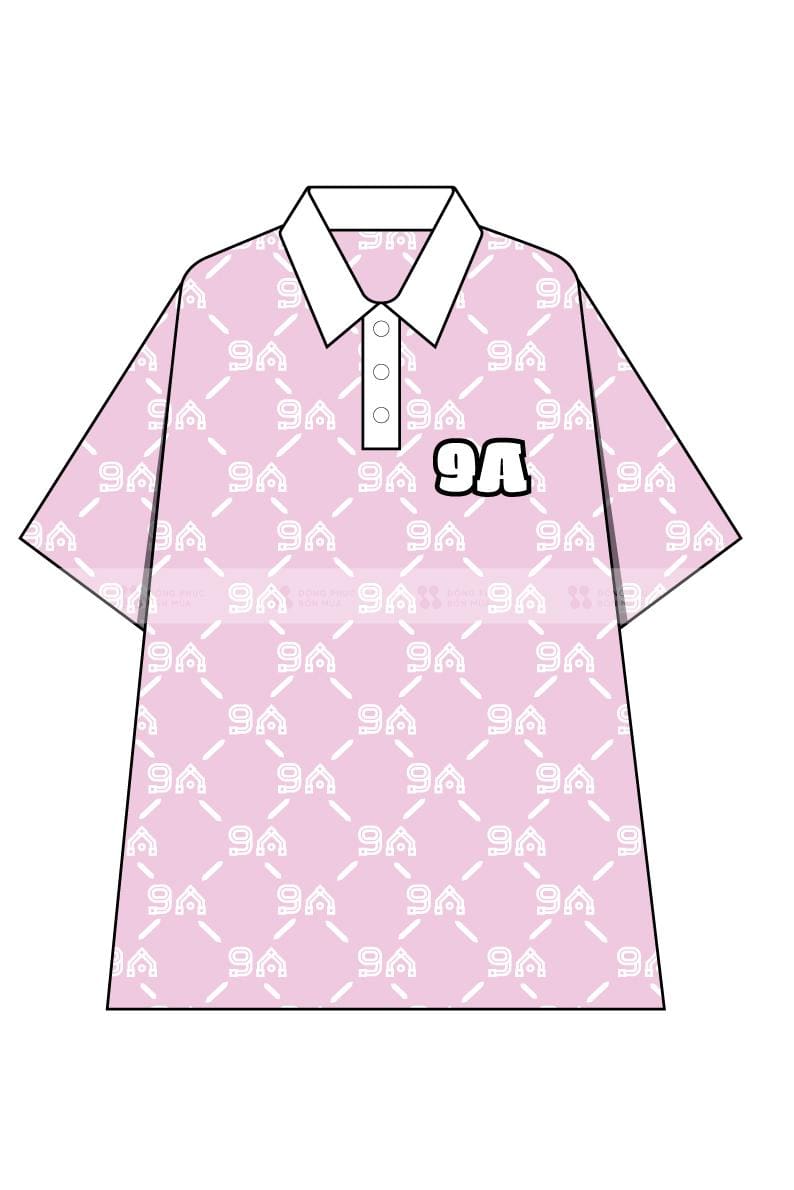Áo thun đồng phục lớp oversize monogram hồng nhạt