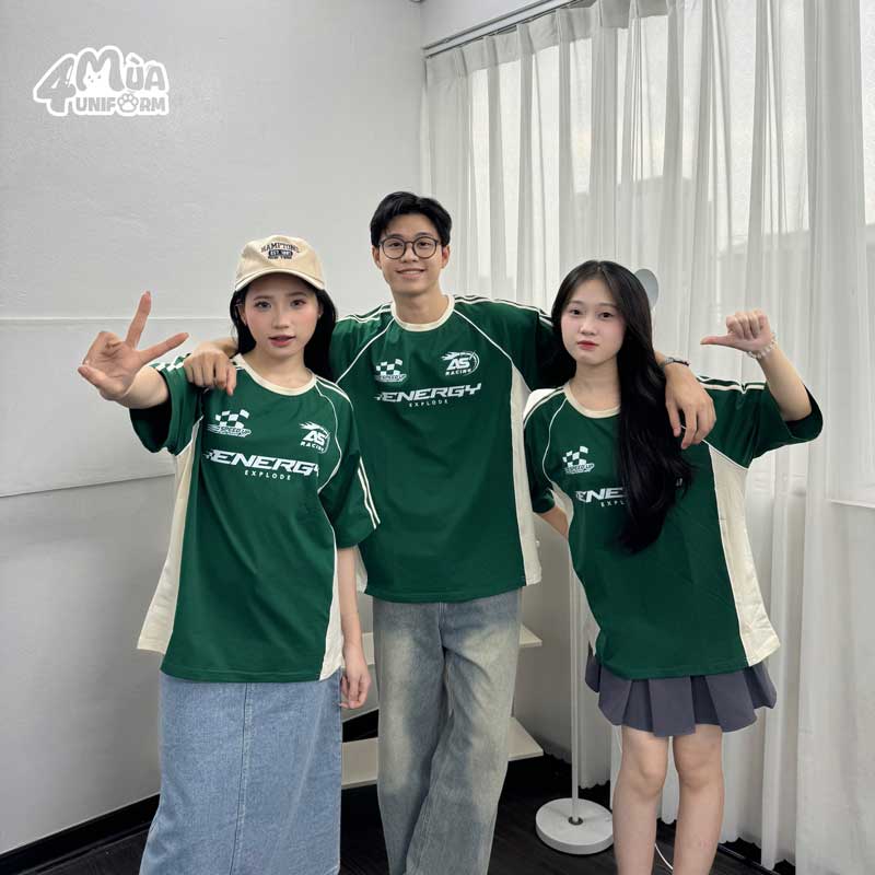 Áo lớp đồng phục polo Racing màu xanh lá