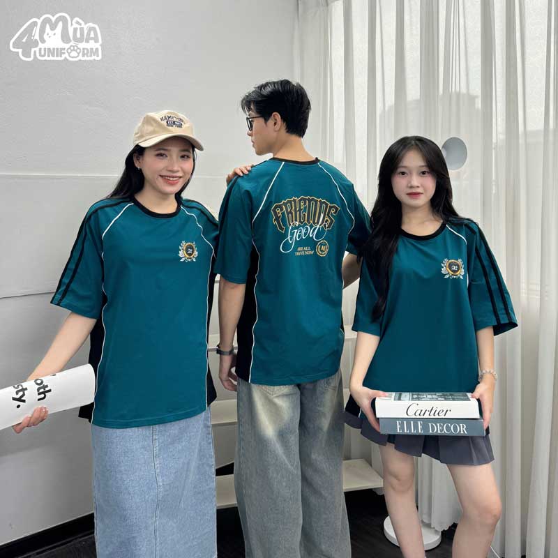 Mẫu áo lớp đồng phục Racing oversize màu xanh retro