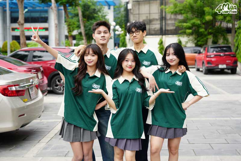 Mẫu áo đồng phục lớp Reen Try màu xanh iris