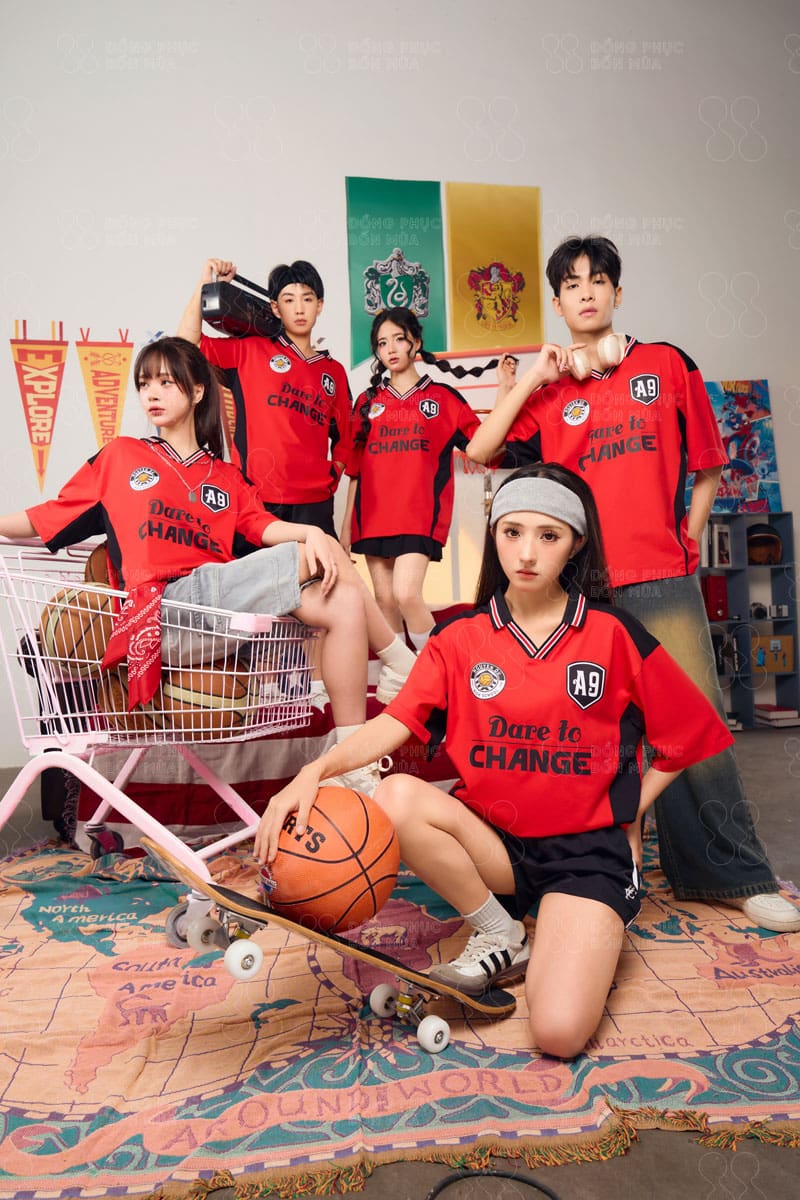 Áo lớp đồng phục Hoopster màu đỏ