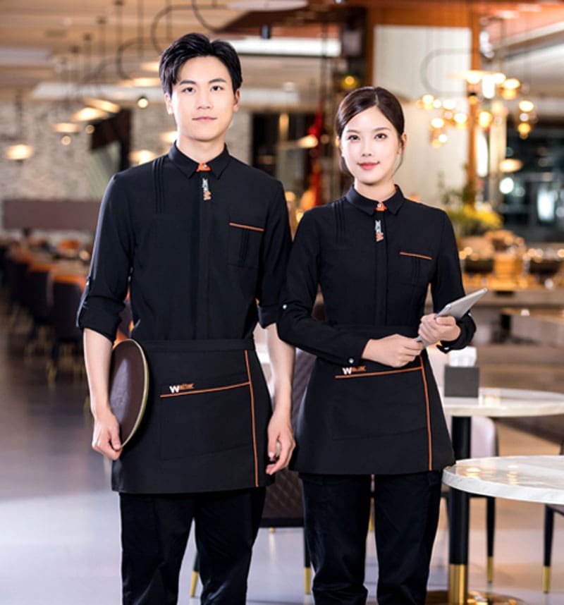 Mẫu áo sơ mi đồng phục nhà hàng màu đen